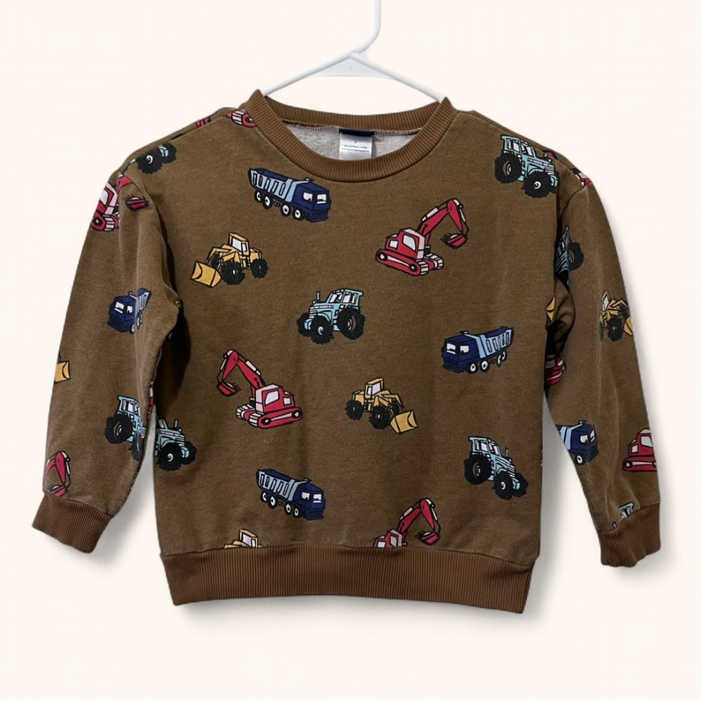 💙 2/$10 Boys Small Size 6 Little Rebels Construction Truck Crewneck Sweatshirt